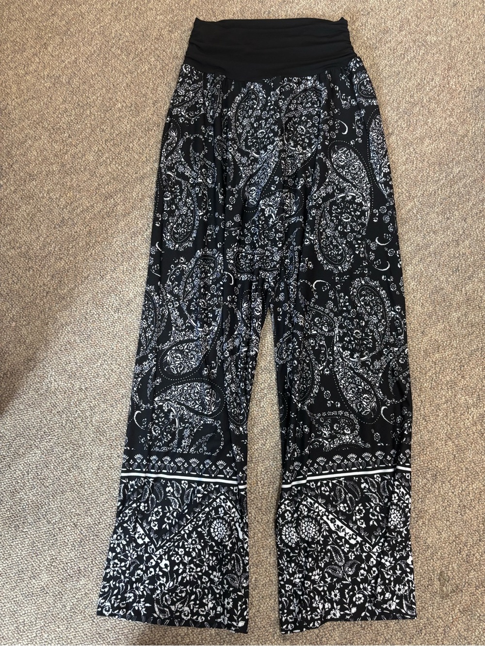 Apt. 9 Black & White Paisley Wide-Leg Pull-On Pants